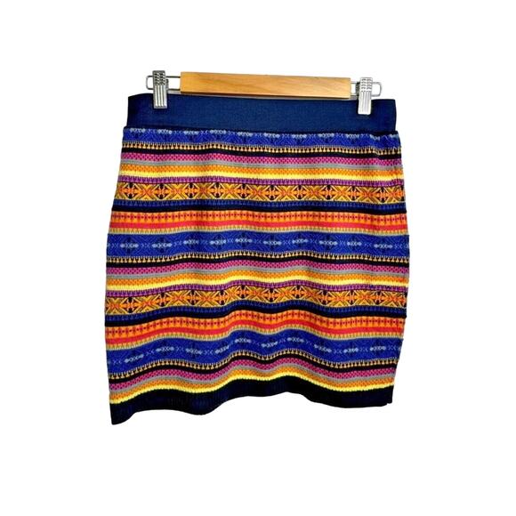 Mudd Y2K Colorful Knit Sweater Skirt Large Retro Boho Festival Pull On - Picture 1 of 4